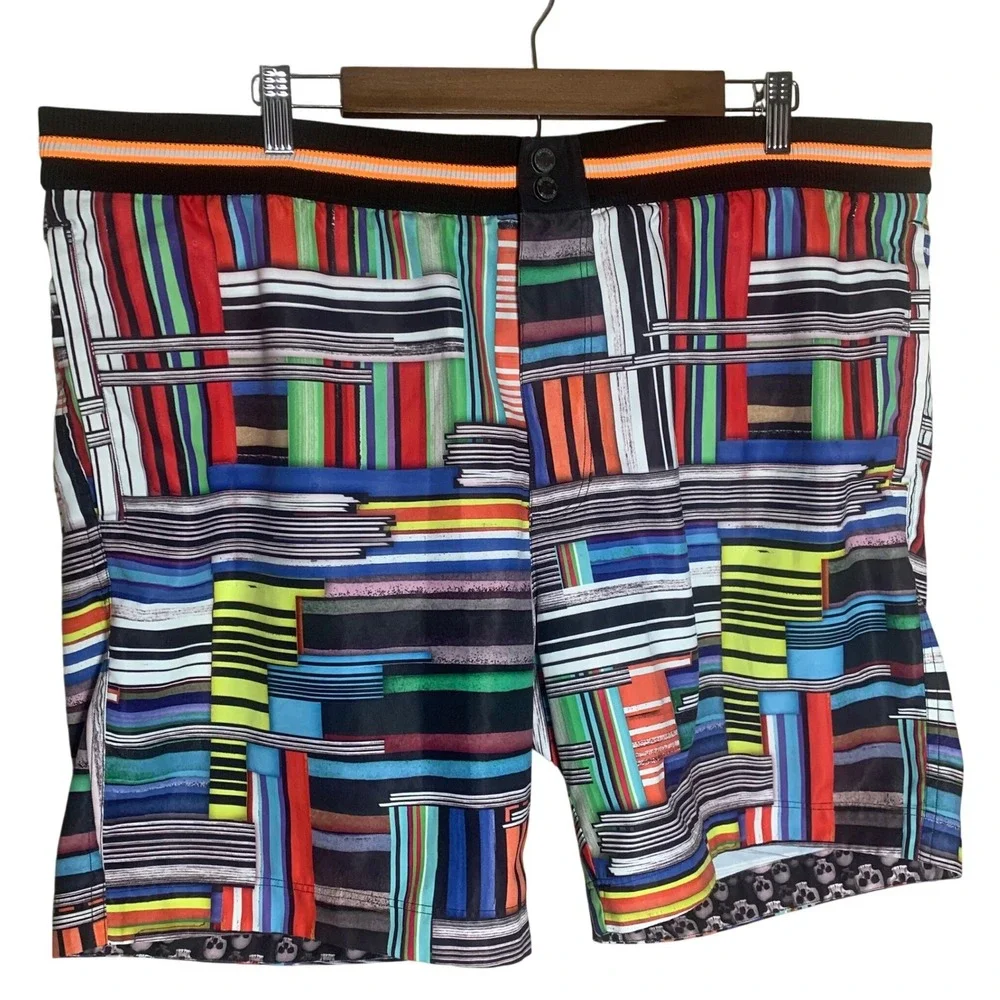 Robert Graham Swim Trunks‎ Mens 40 Multicolor Excellent Abstract Skull Geometric